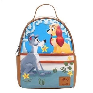 Loungefly NWT Disney Lady & The Tramp Flower Scene Mini  Backpack Book